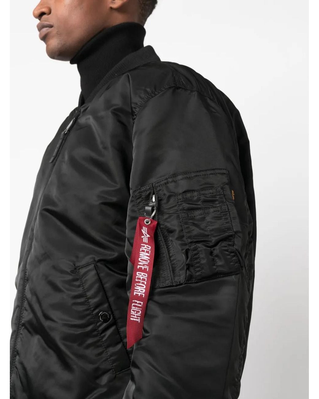Alpha Industries Black Embroidered-Design Bomber Jacket for men
