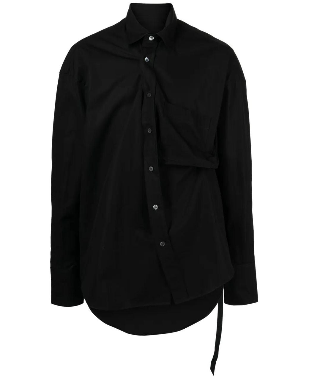 Marina Yee Black Asymmetric Cotton-Poplin Shirt for men