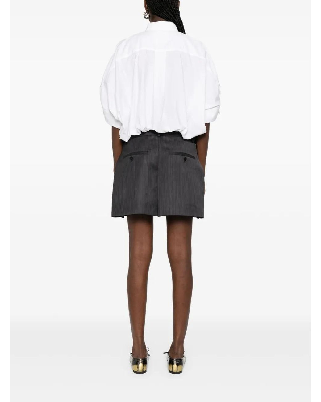 Sacai White Panelled Mini Dress