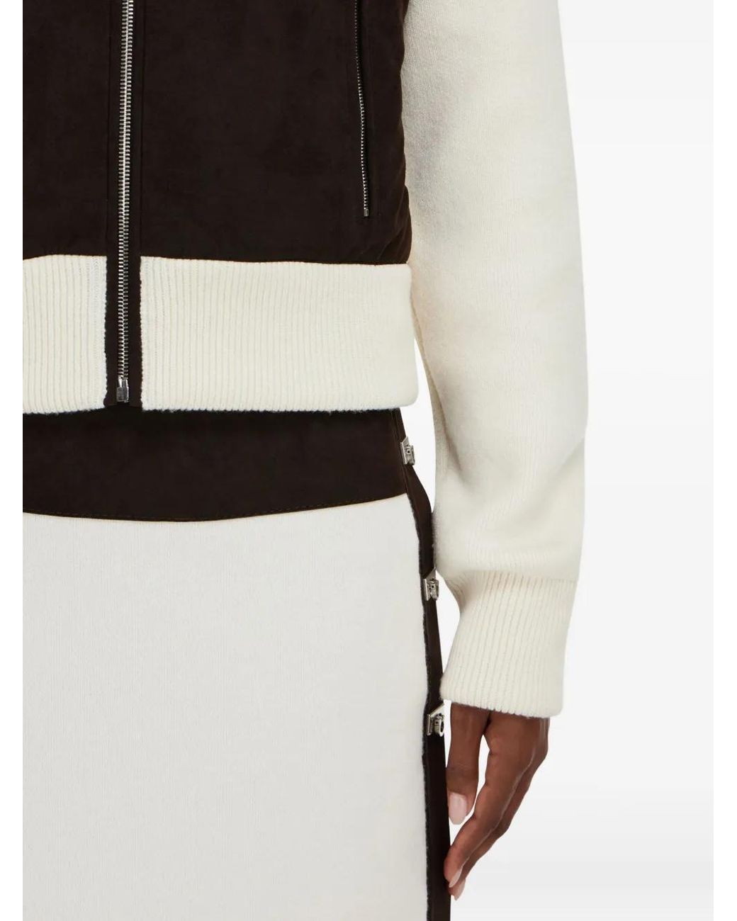 Ferragamo White Zip-Fastening High-Collar Jacket