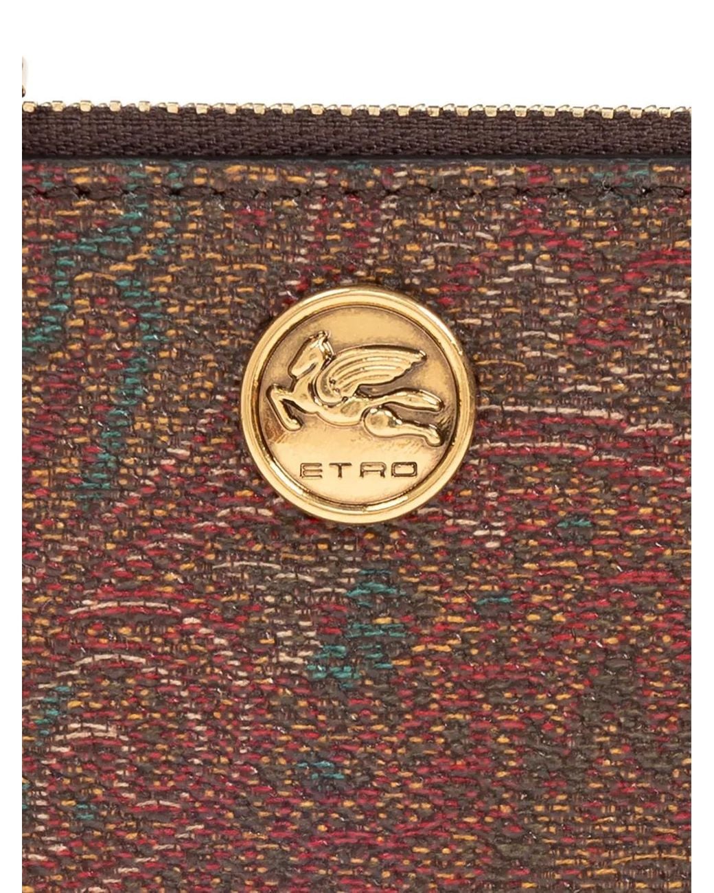 Etro Brown Kartenetui Mit Arnika-Motiv