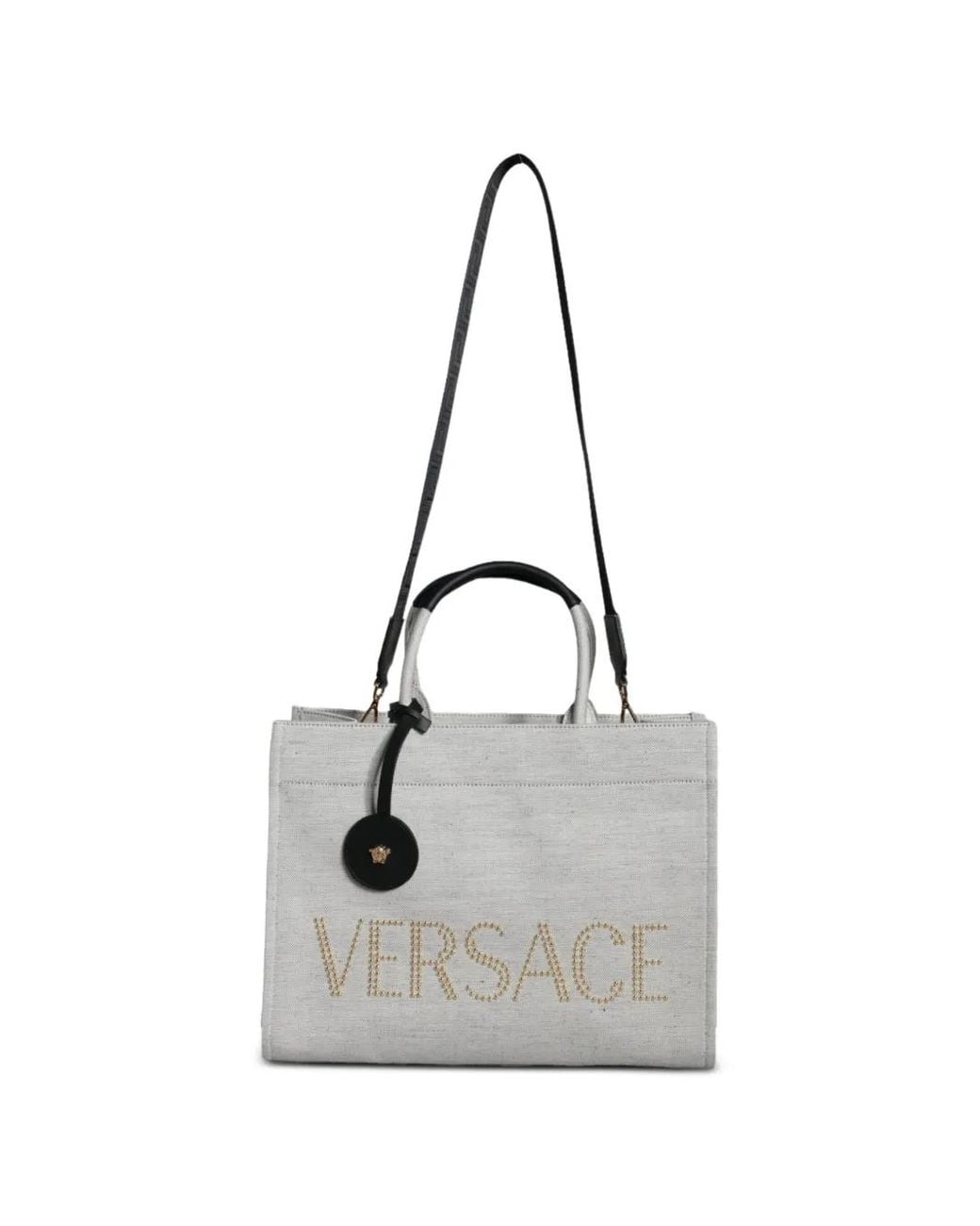 Versace White La Medusa Logo-Embellished Tote Bag