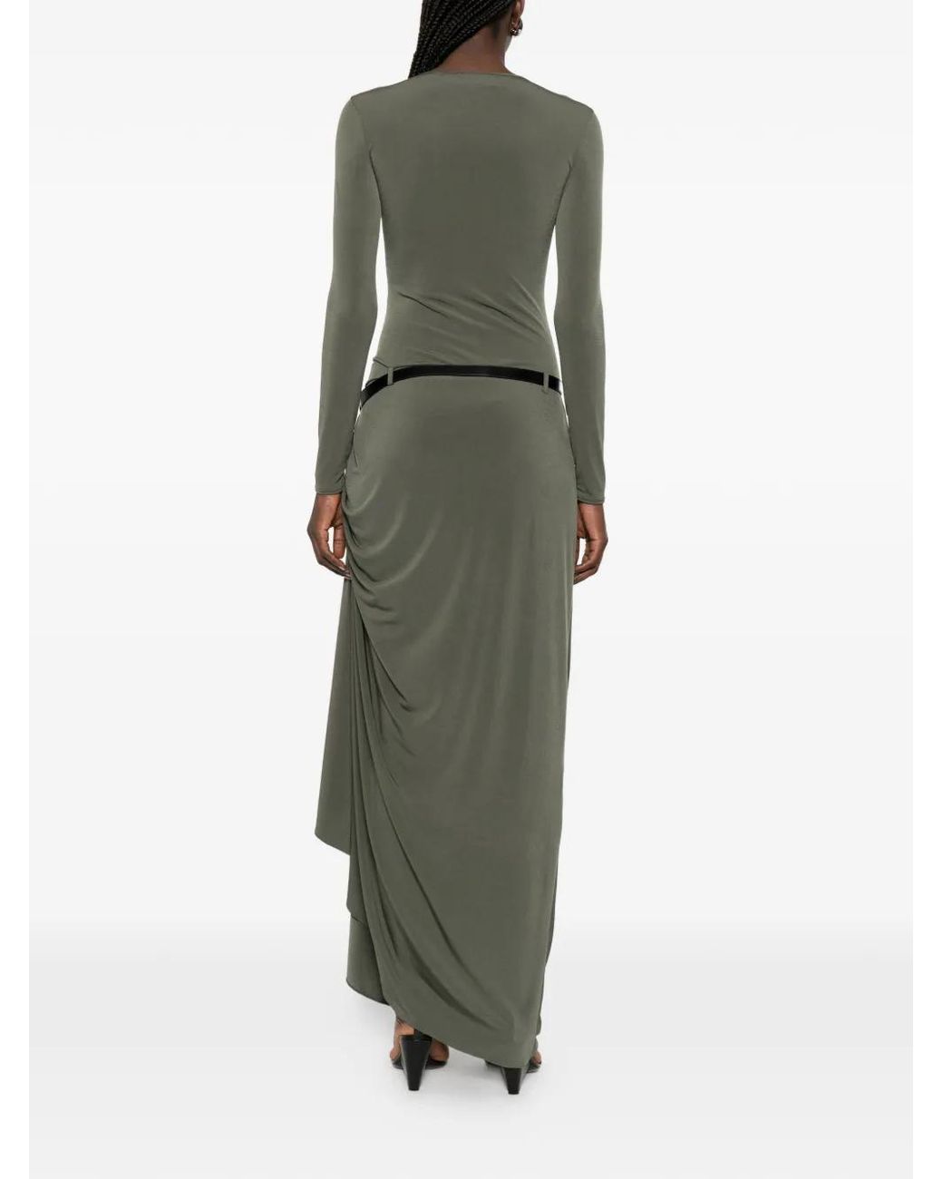 Coperni Green Long-Sleeve Draped Maxi Dress