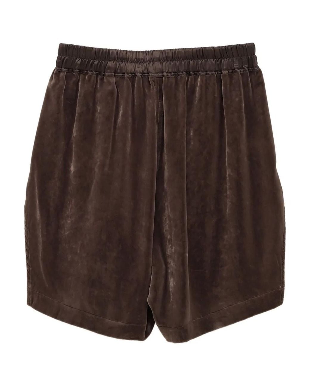 Rick Owens Brown Velvet Side-Split Shorts
