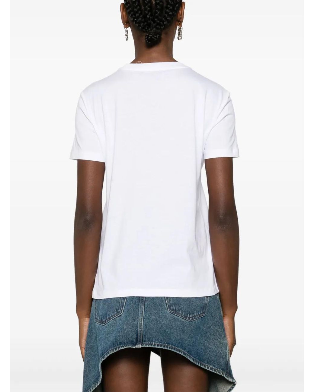 Just Cavalli White Tiger Head Studded Cotton Tee