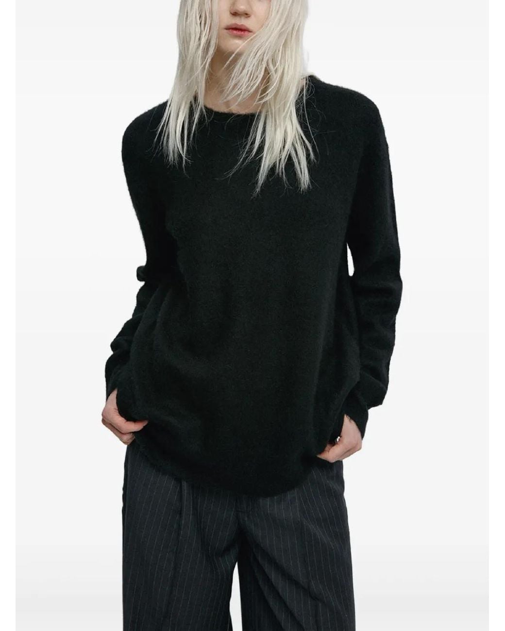 Mainless Black Crew-Neck Sweater