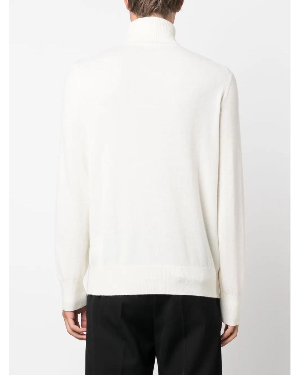 Fursac White Fine-Knit Roll-Neck Jumper for men