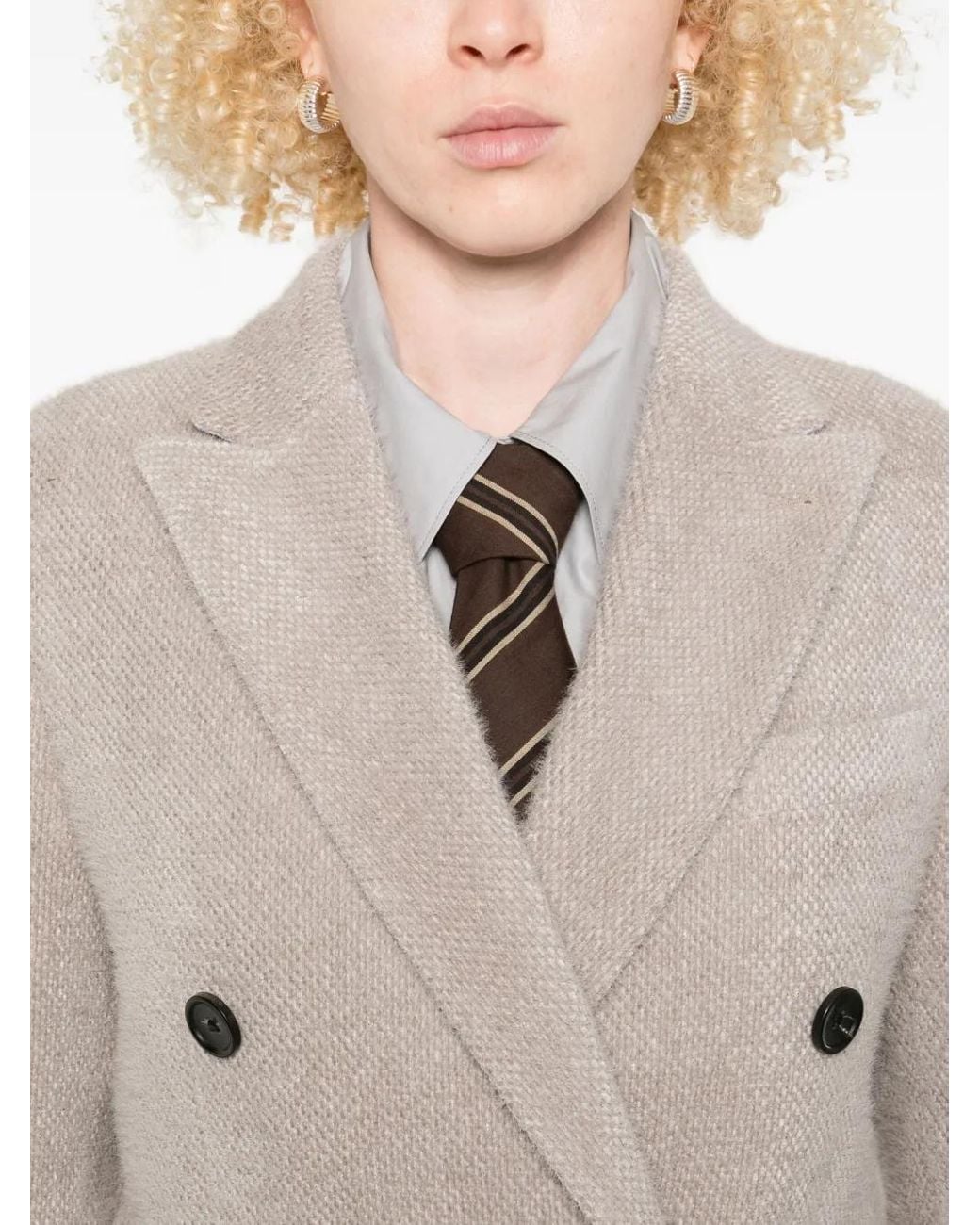 Eraldo Gray Double-Breasted Buttoned Coat