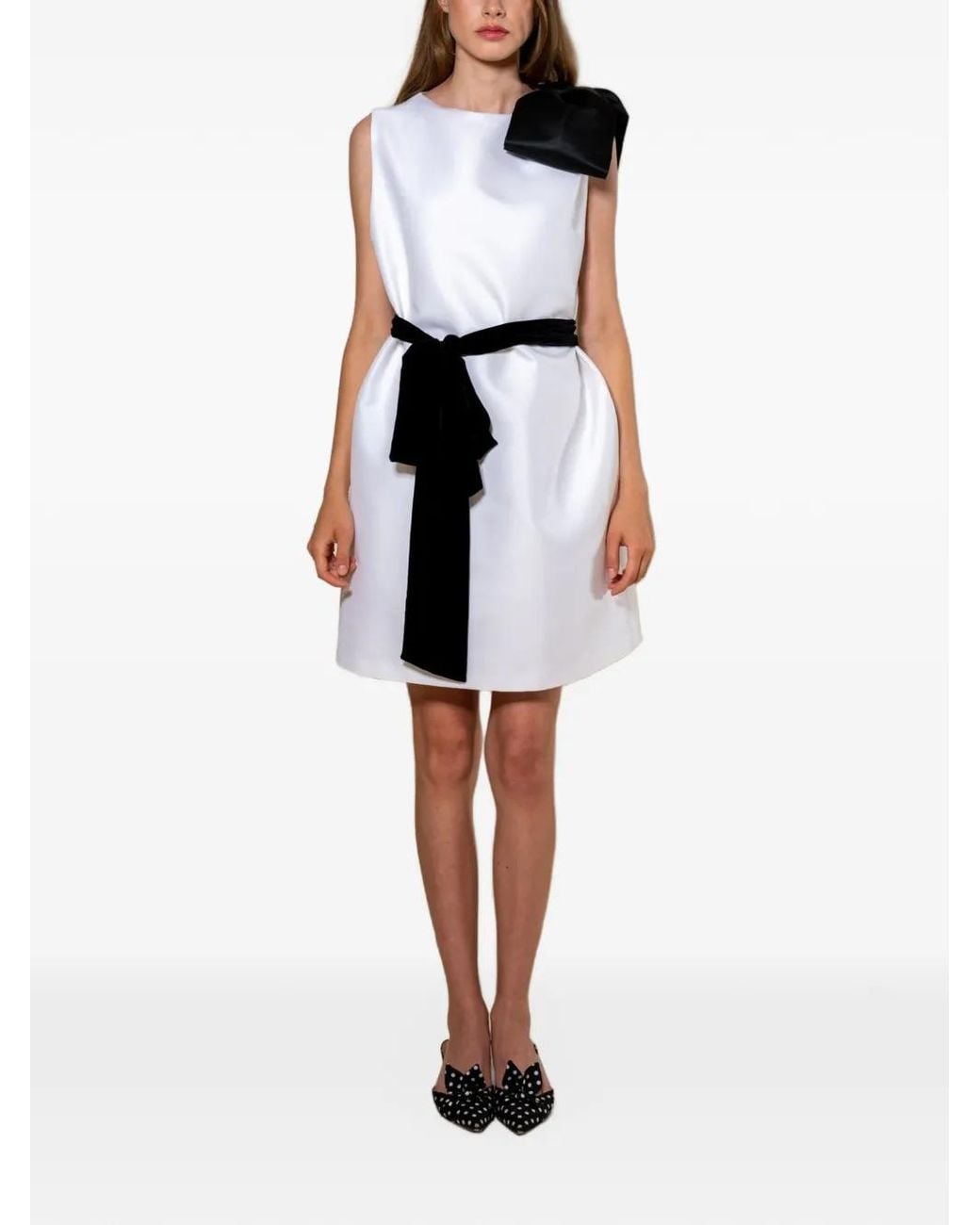 Styland White Bow-Detail Sleeveless Mini Dress