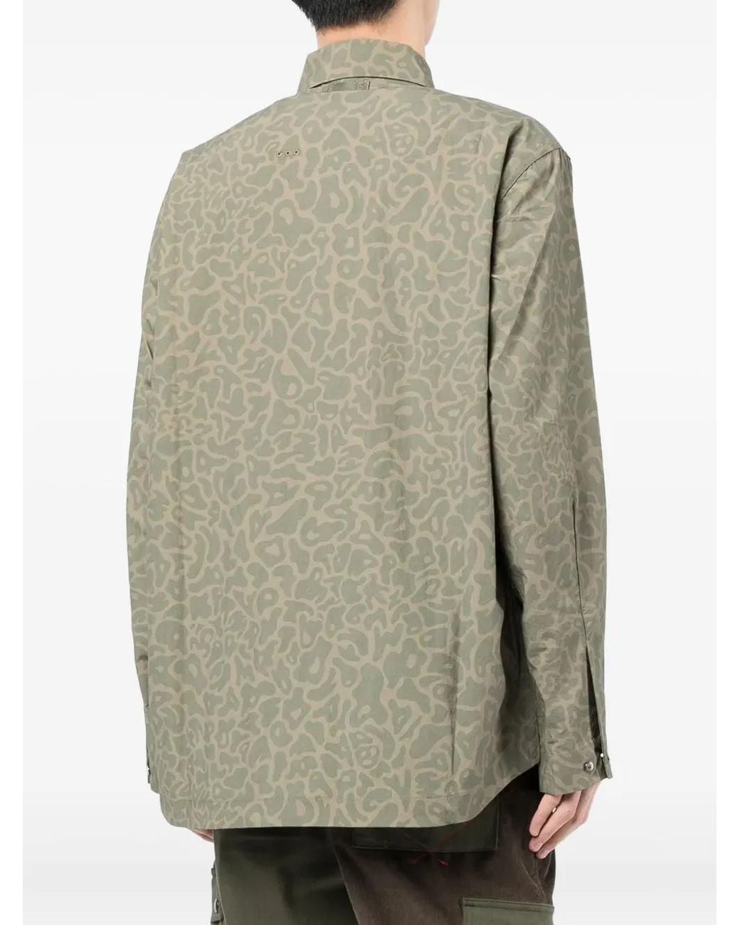 Maharishi Green Geometric-Print Shirt Jacket for men