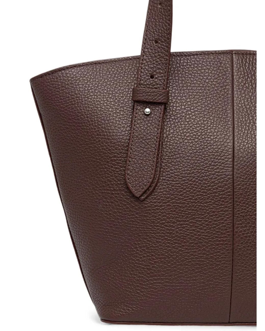 Coccinelle Brown Buckle-Detail Pebbled-Leather Tote Bag