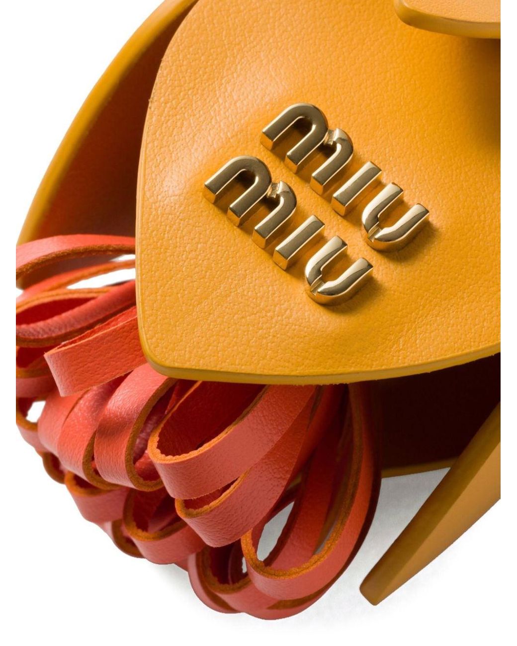 Miu Miu Logo-Lettering Leather Bag Charm in Metallic | Lyst