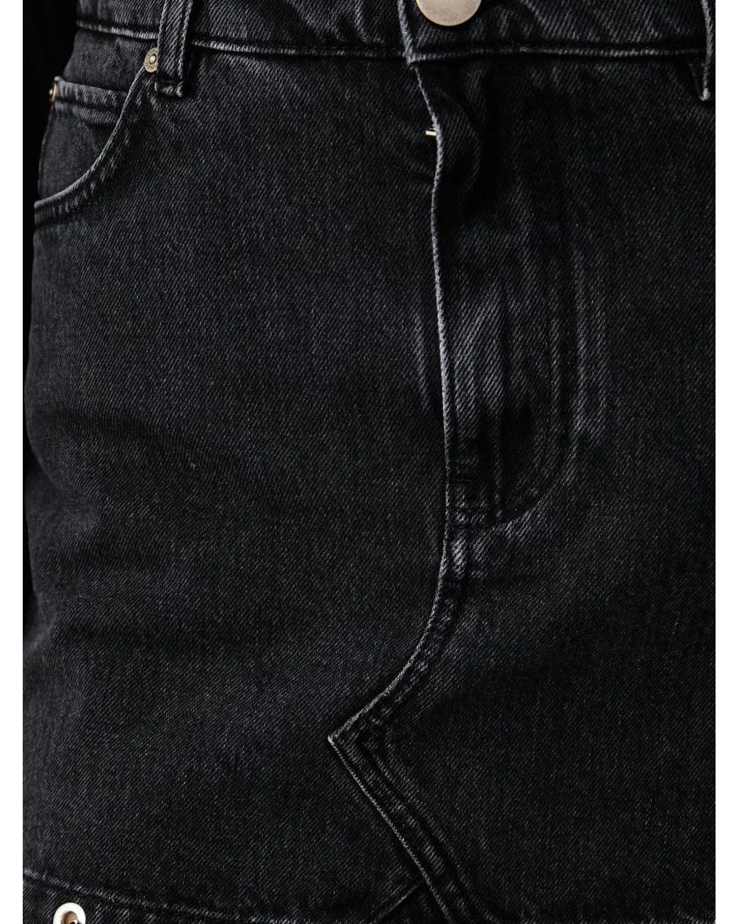 Pinko Black Pierced-Hem Denim Mini Skirt