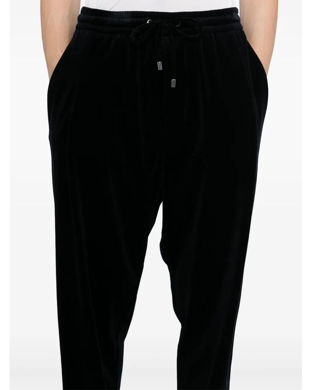 Giorgio Armani Black Chenille Drawstring Trousers for men