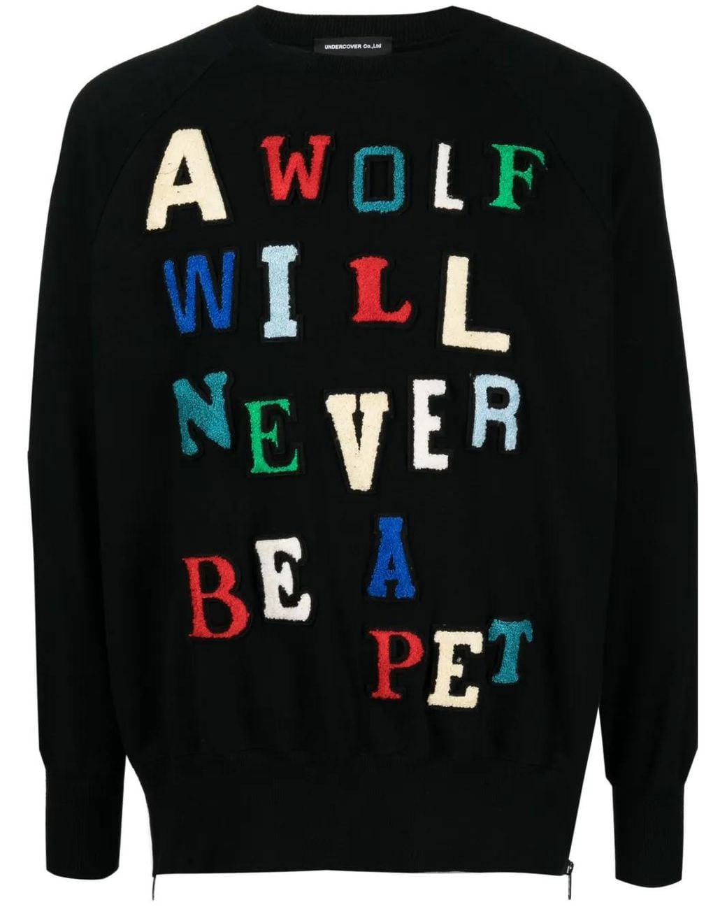 Undercover Black Patch-Lettering Cotton Sweatshirt for men