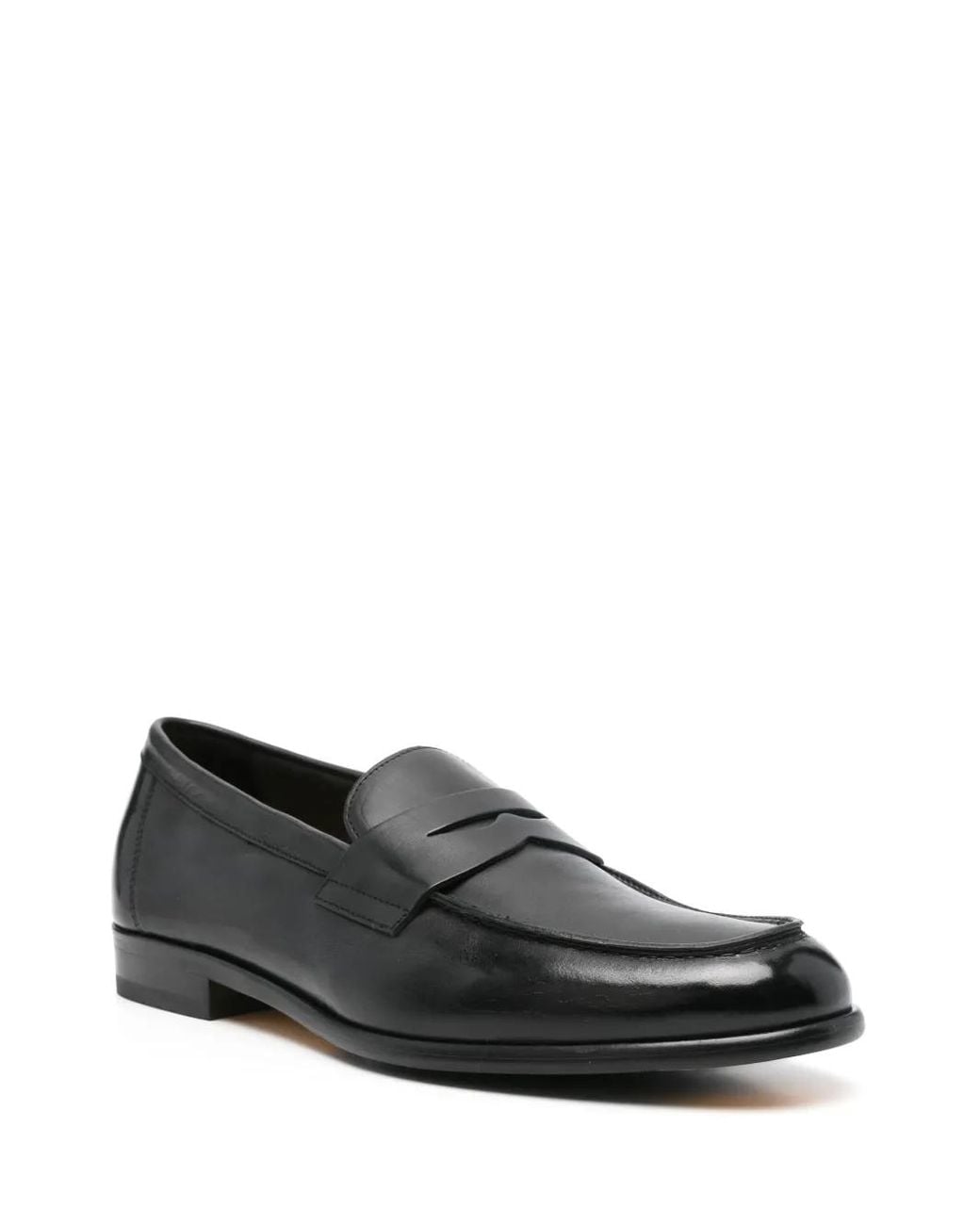 Doucal's Black Leather Loafers for men