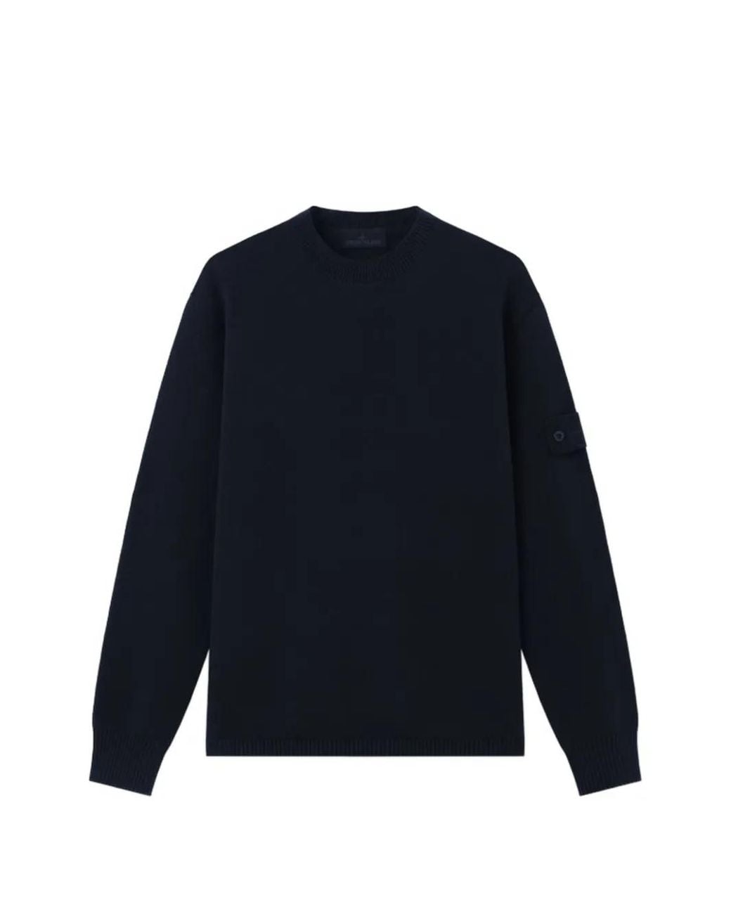 Stone Island Blue Logo-Patch Crew-Neck Sweater for men