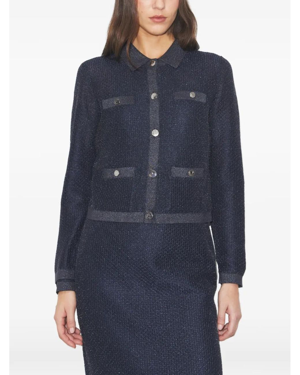 Tory Burch Blue Kendra Mesh Cardigan