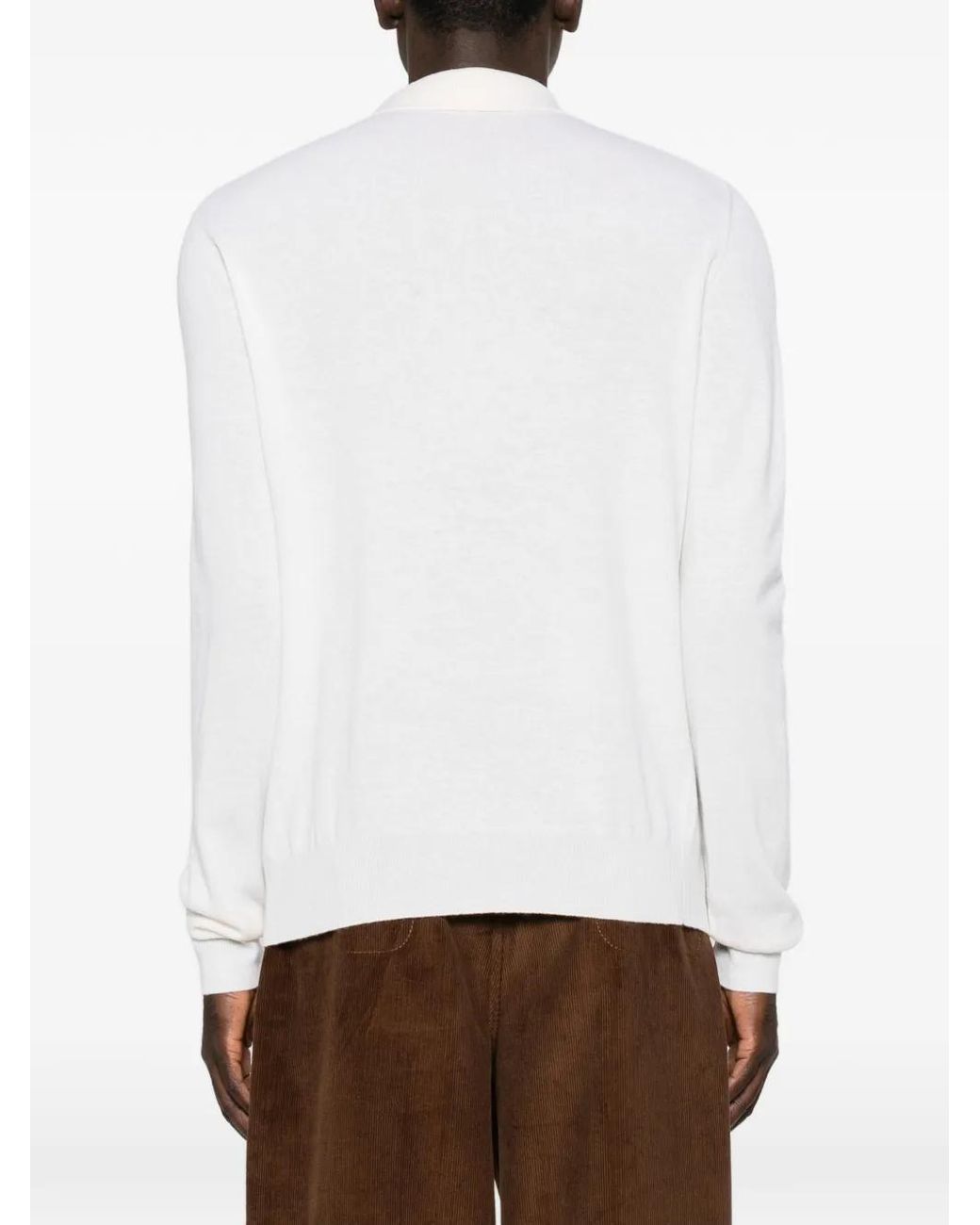 Jil Sander White Lightweight Wool Polo Sweater for men
