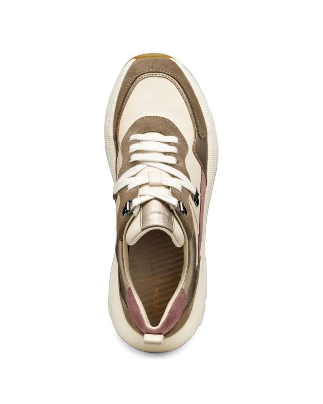 Geox White Diamond Panelled Metallic-Effect Sneakers
