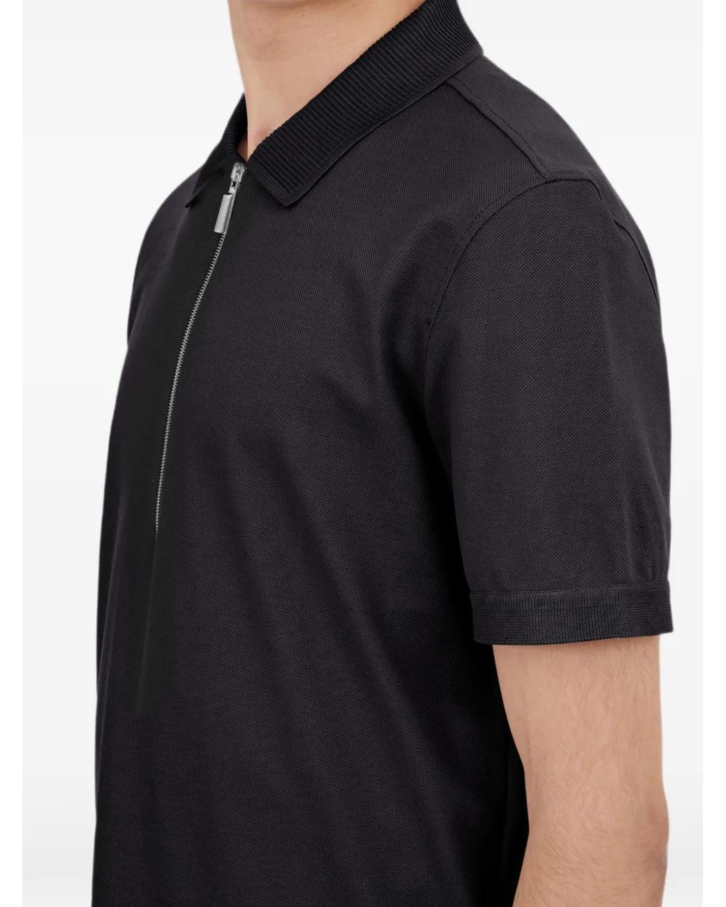 Ferragamo Black Polo With Zip Collar for men
