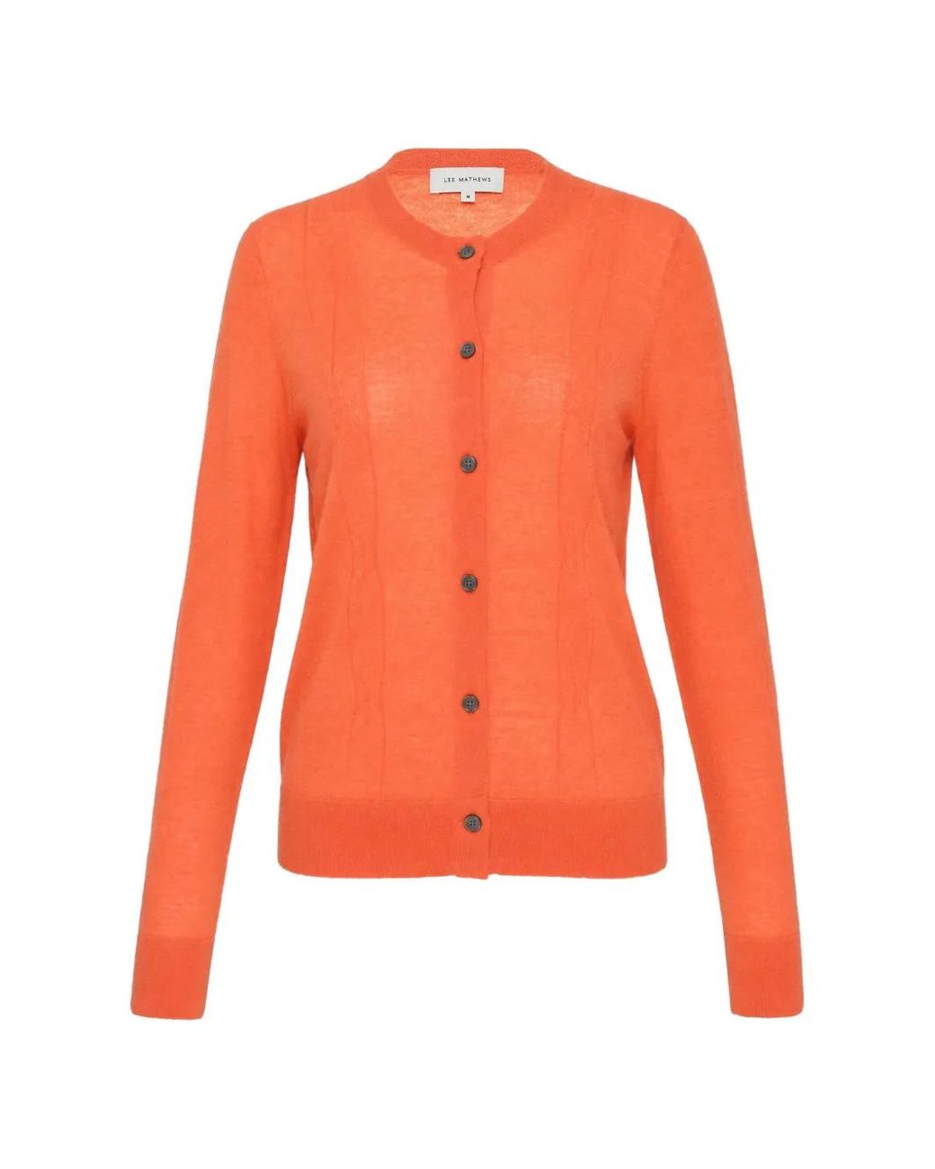 Lee Mathews Orange Mila Cable-Knit Button-Up Cardigan