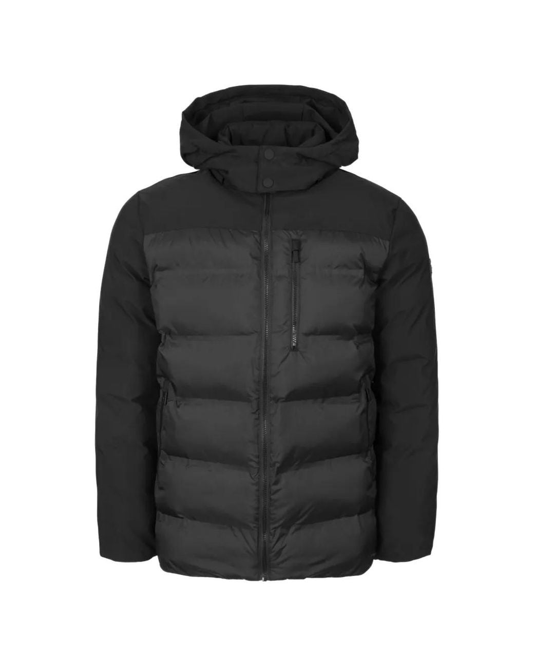Karl Lagerfeld Black Quilted Zip-Up Hooded Jacket for men