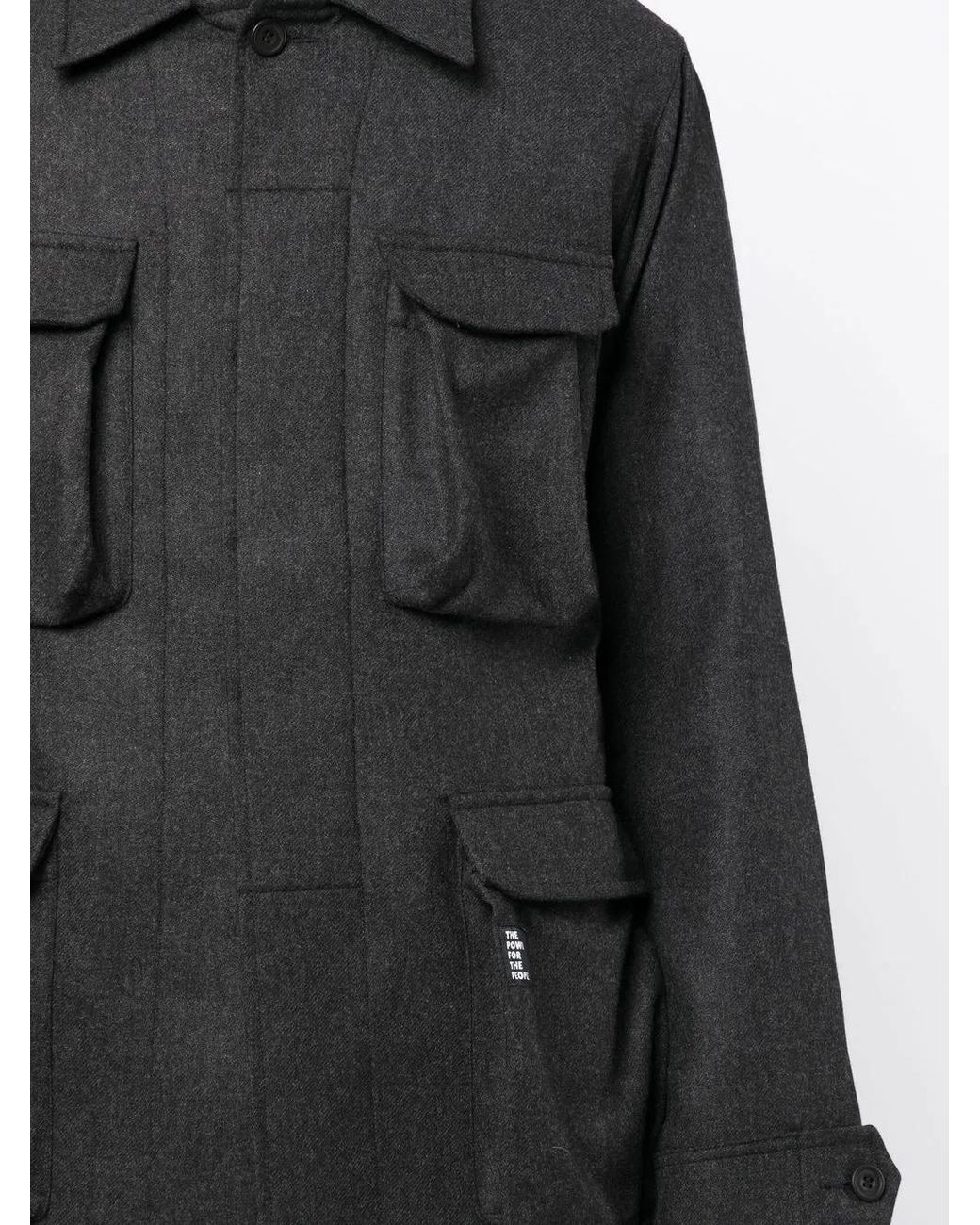 The Power for the People Black Long-Sleeve Cargo Jacket for men