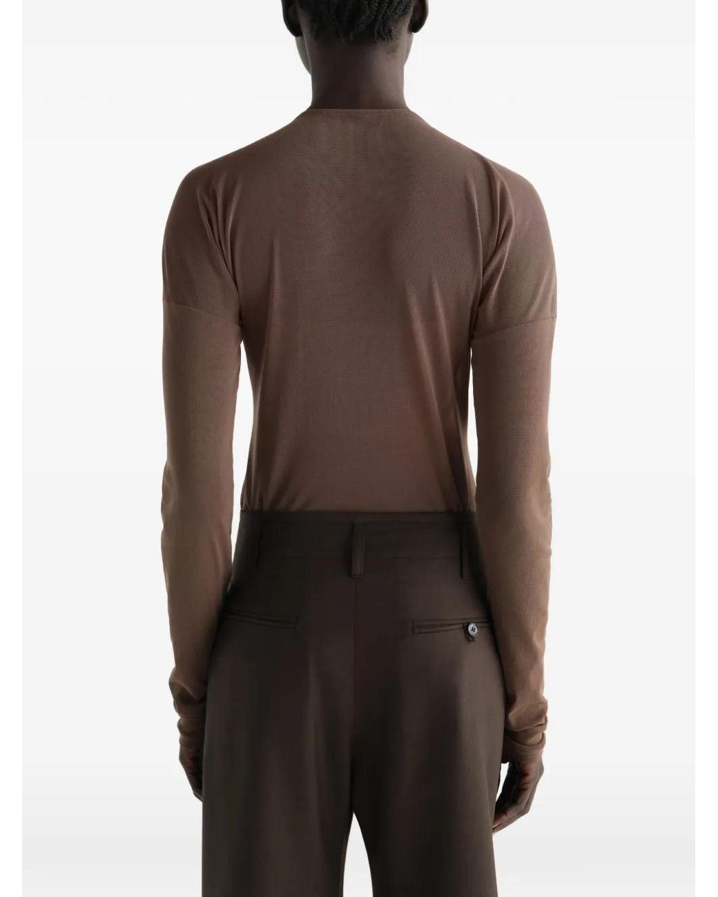 Lemaire Brown Long-Sleeve Ballerina-Style Top