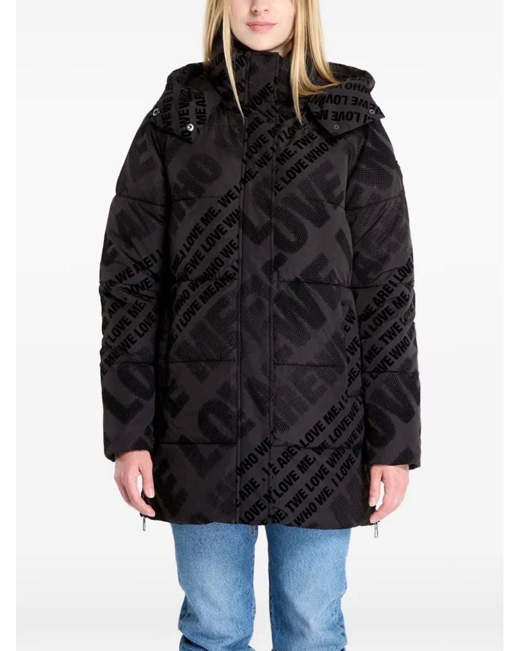 Desigual Black Long-Sleeve Padded Coat