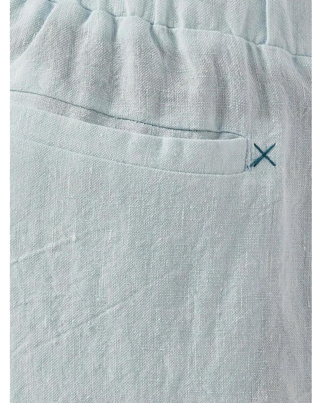 Marane Blue Drawstring-Fastening Linen Trousers for men