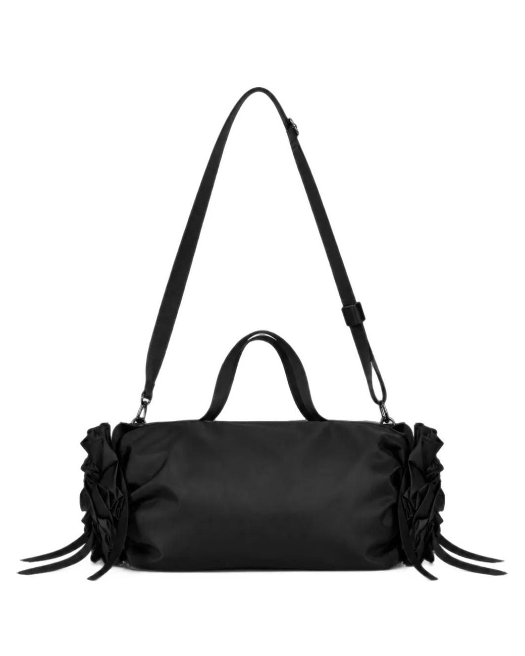 Simone Rocha Black Rosette Ruffled Floral-Embellished Clutch Bag for men