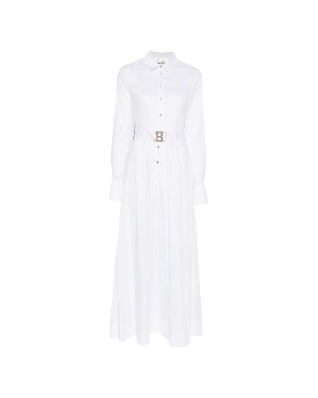 Blugirl Blumarine White Belted Collared Maxi Dress