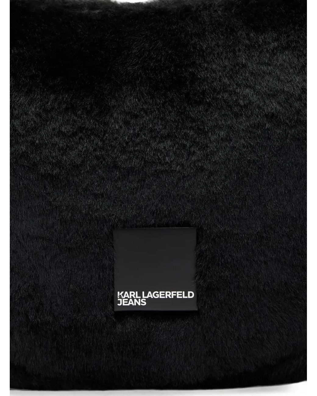 Karl Lagerfeld Black Logo-Box Slingbag Furry