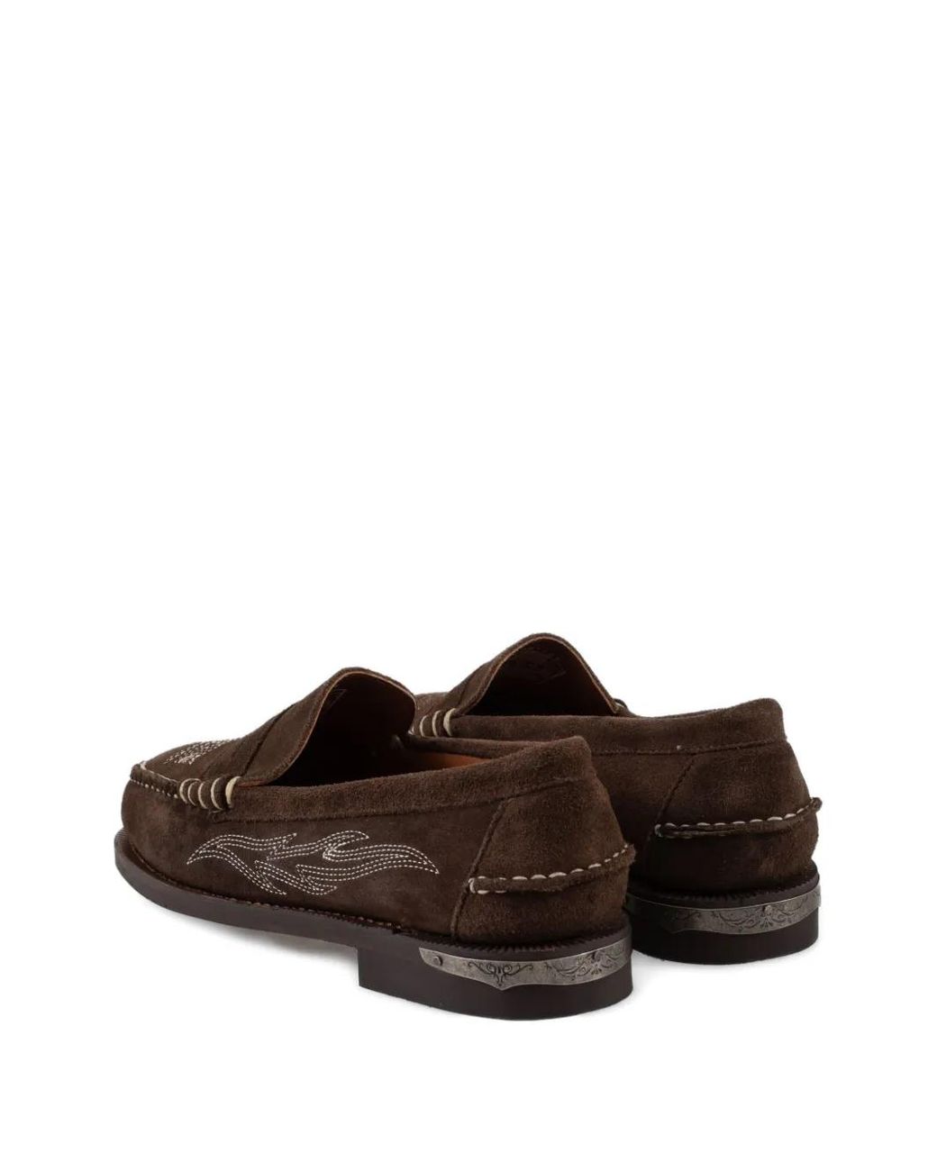 Sebago Brown Dan Dallas Embroidered Penny Loafers for men