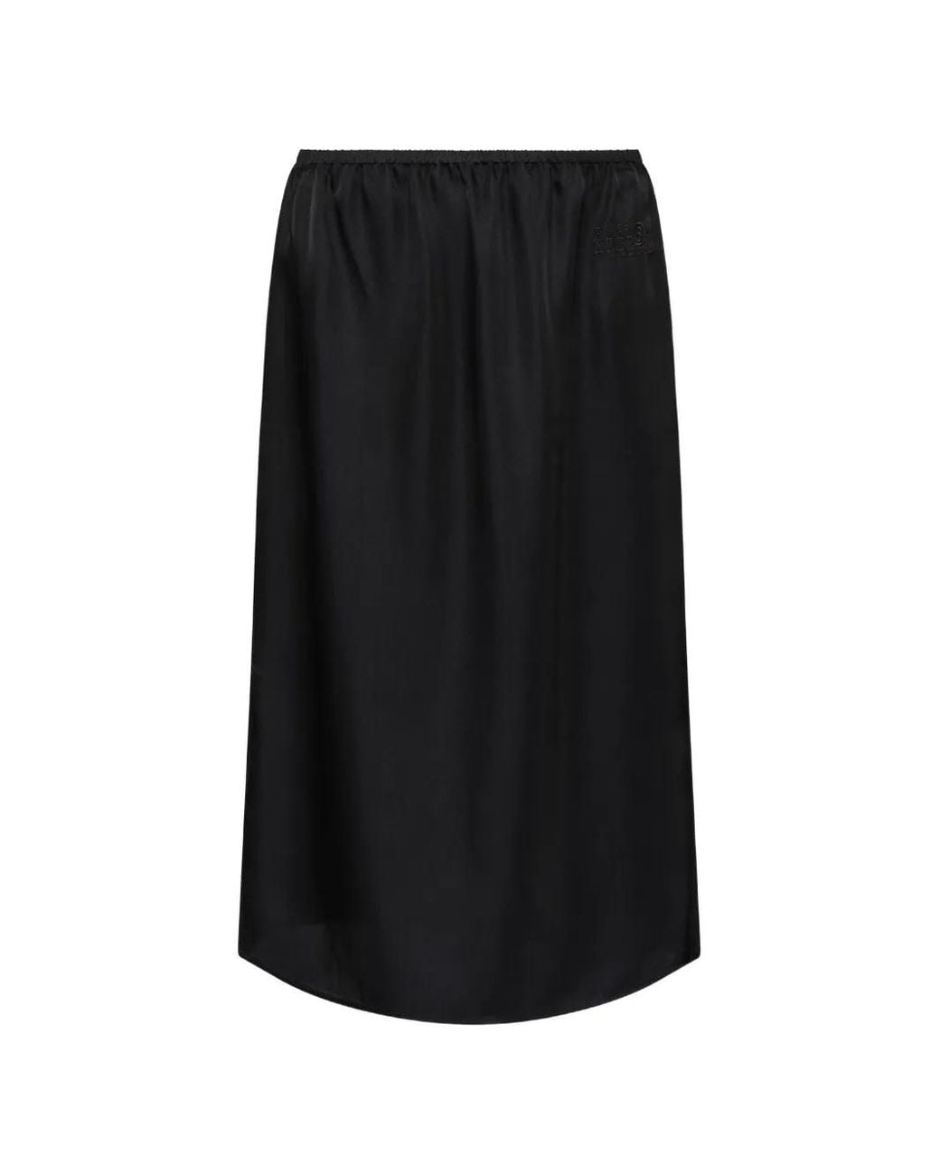 MM6 by Maison Margiela Black Satin Midi Skirt