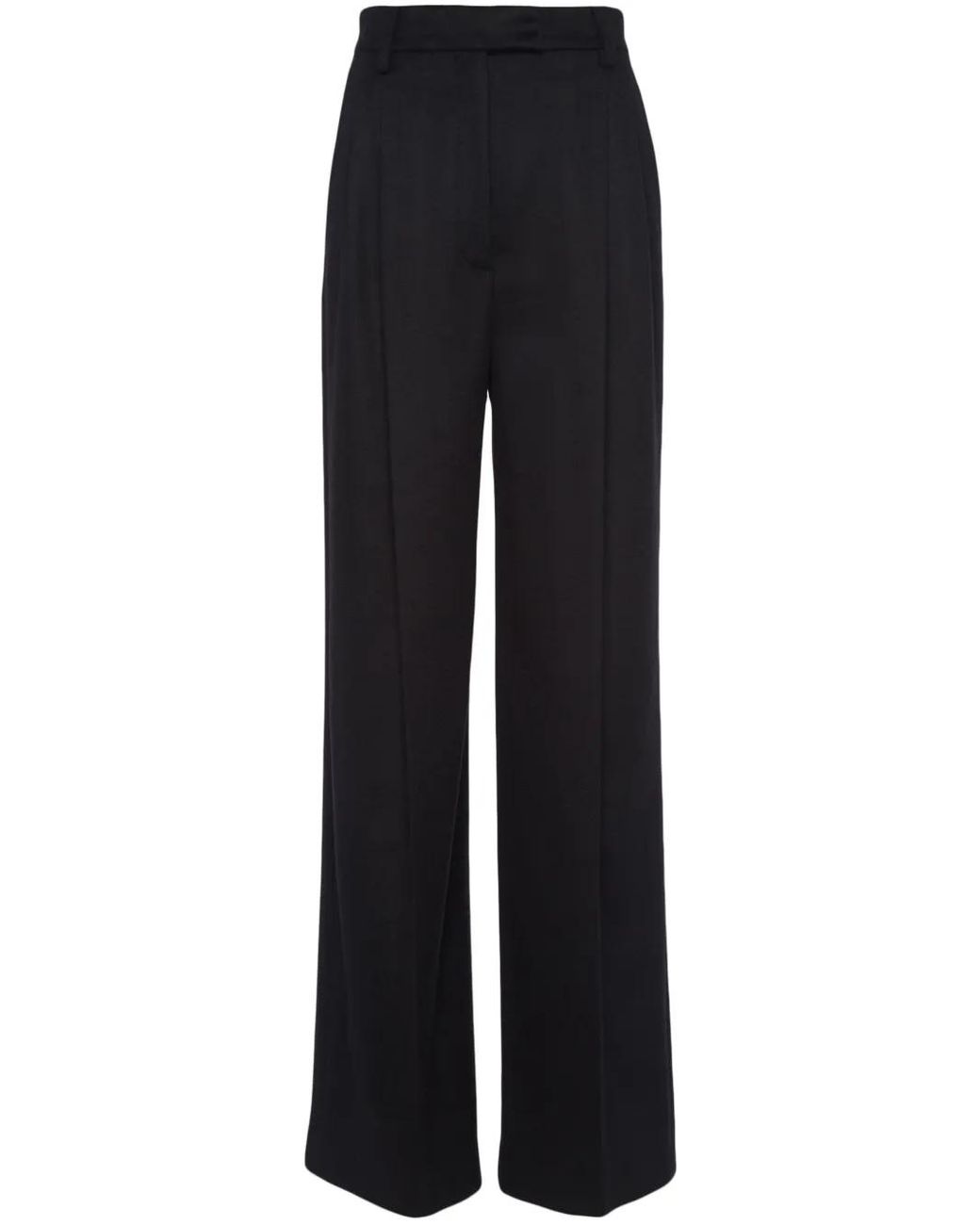 Prada Black Feather-Trim Cashmere Trousers