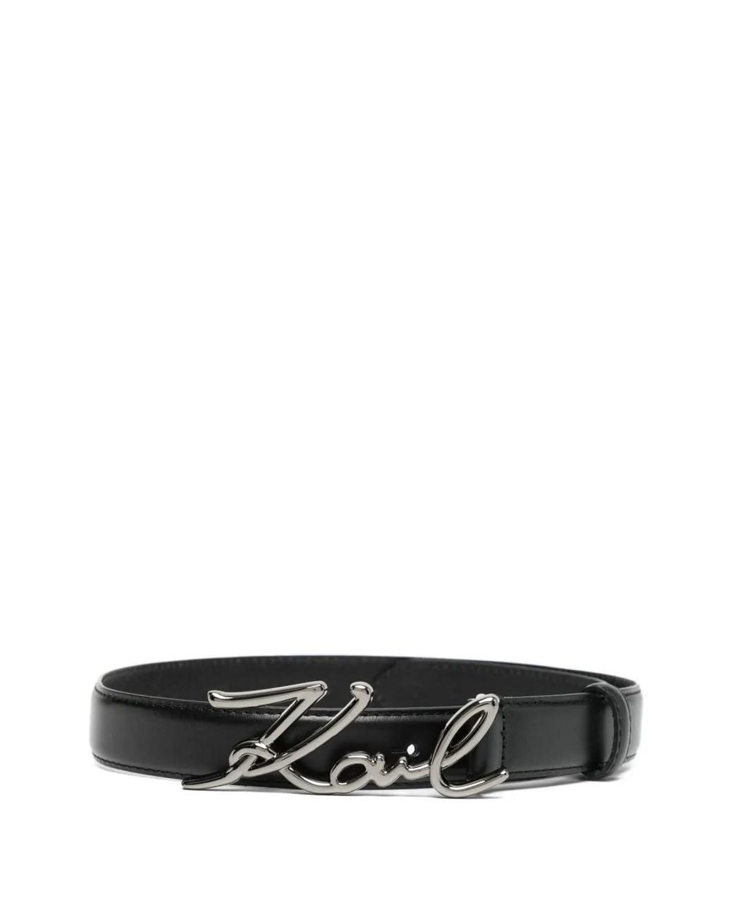 Karl Lagerfeld White Logo Buckle Belt