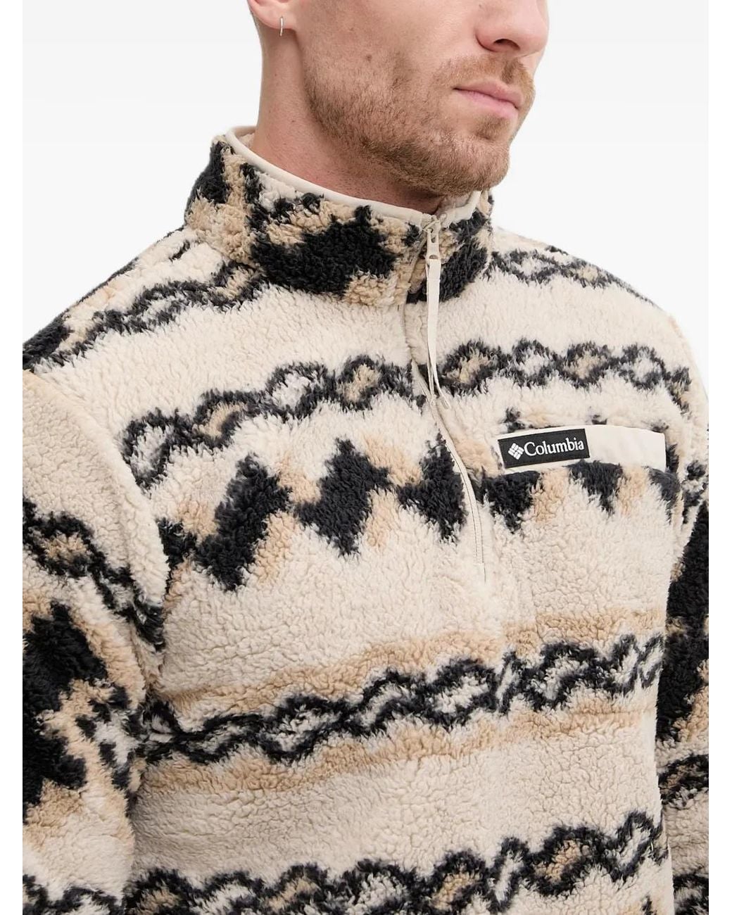 Columbia Gray Geometric Patterned Zip Sweater for men