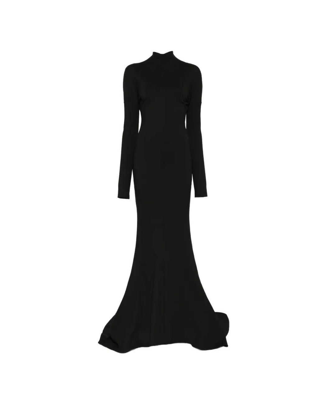 MATIERES FECALES Black High-Neck Floor-Length Gown
