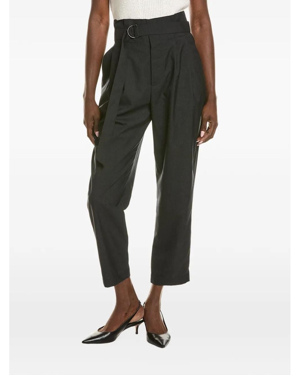 Brunello Cucinelli Black High-Waisted Belted Trousers