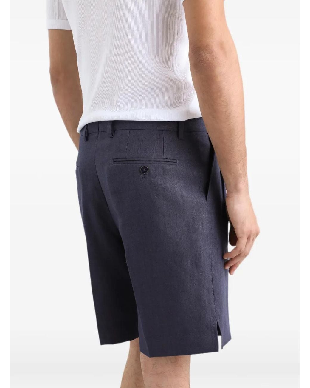 Dolce & Gabbana Blue Above-Knee Linen Tailored Shorts for men