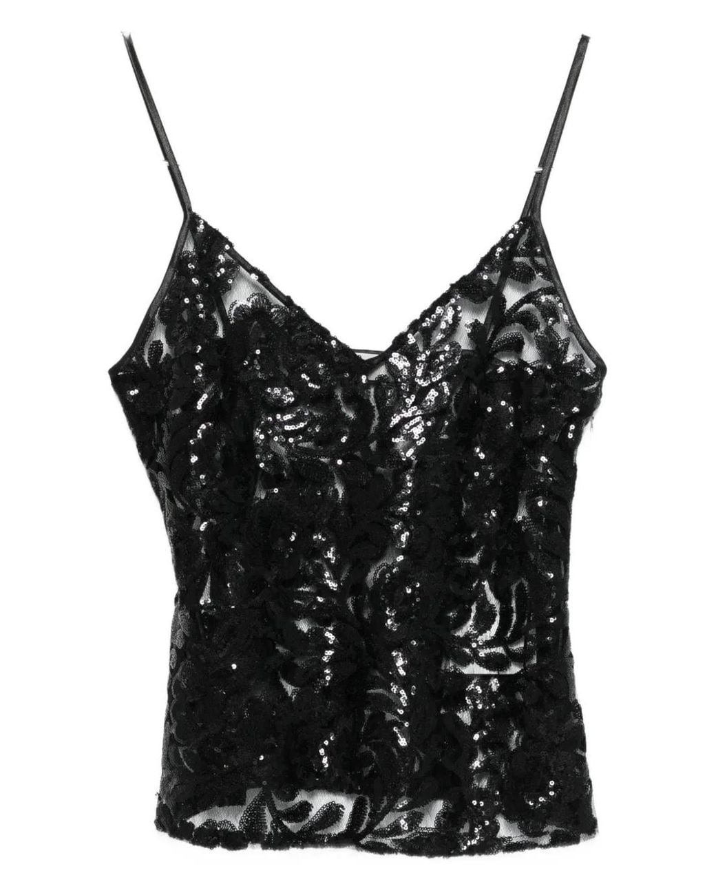 Golden Goose Deluxe Brand Black Sequin V-Neck Top