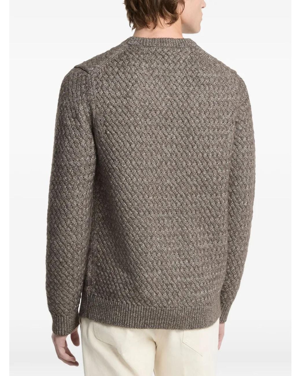 Michael Kors Gray Crosshatch Cotton Blend Sweater for men