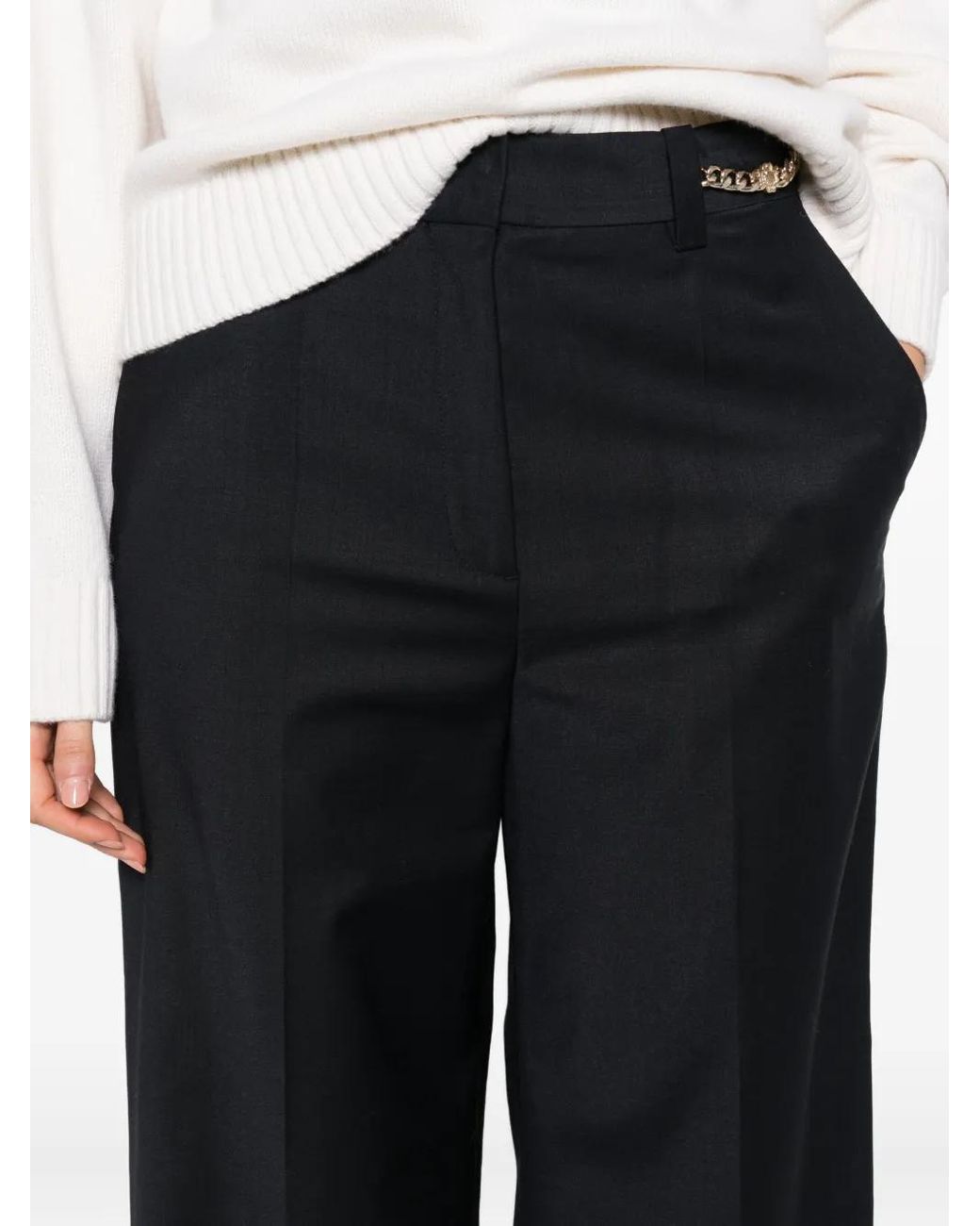 Maje Black Chain-Embellished Trousers
