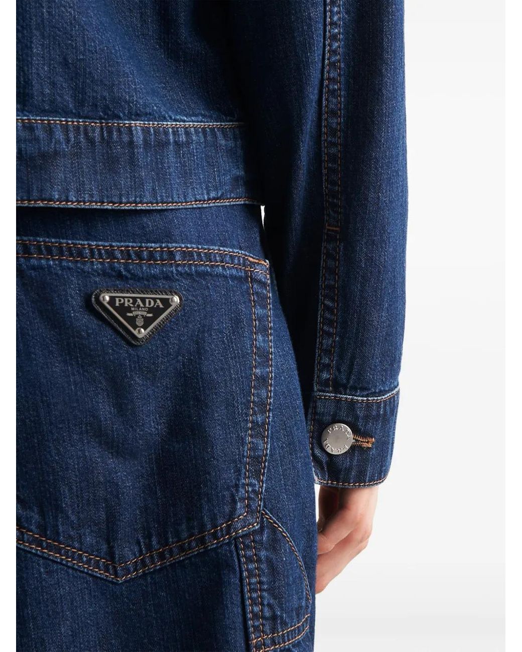 Bermudas Vaqueras Con Placa Del Logo Prada de hombre de color Blue