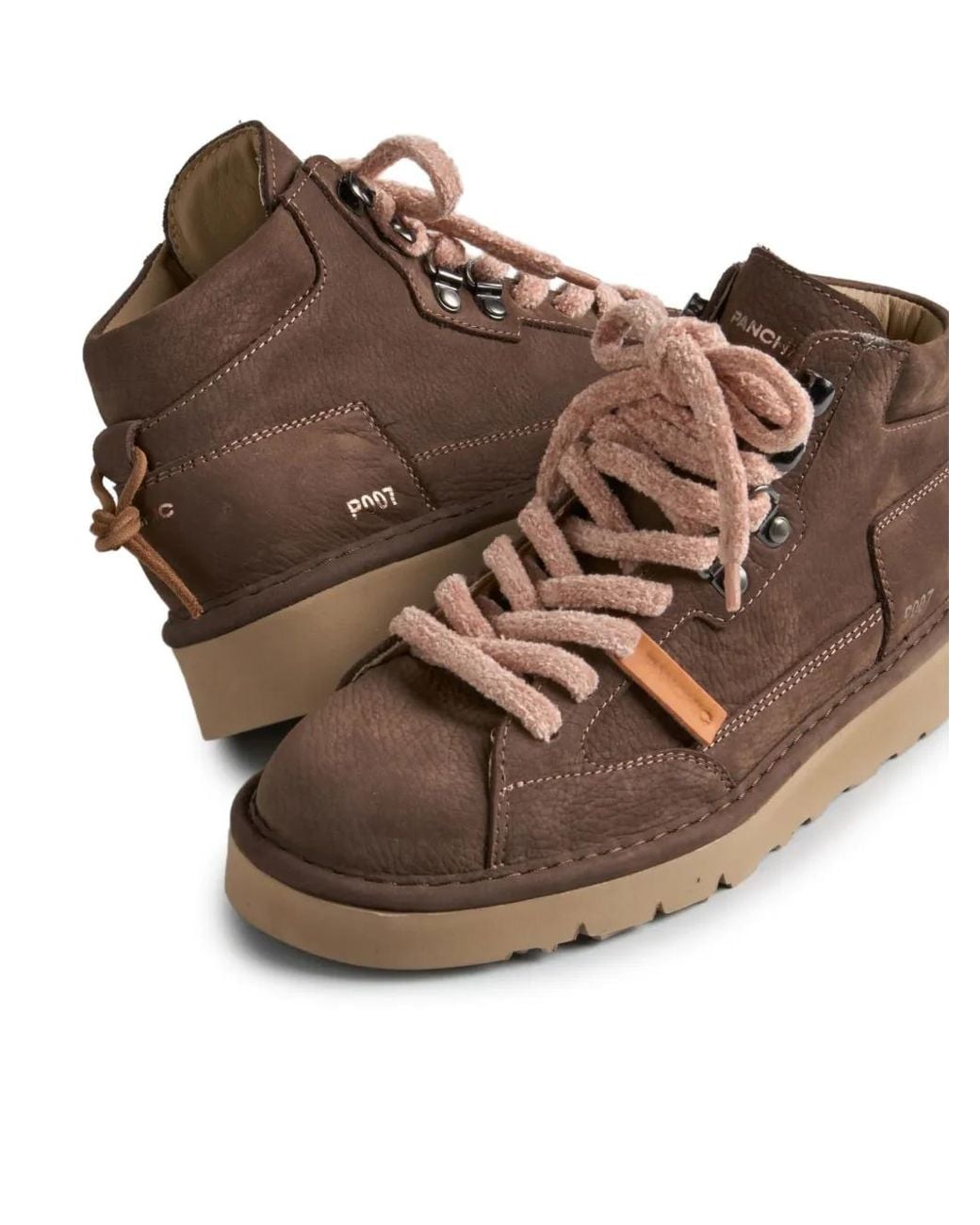 Pànchic Brown P007 Lace-Up Nubuck Leather Sneakers
