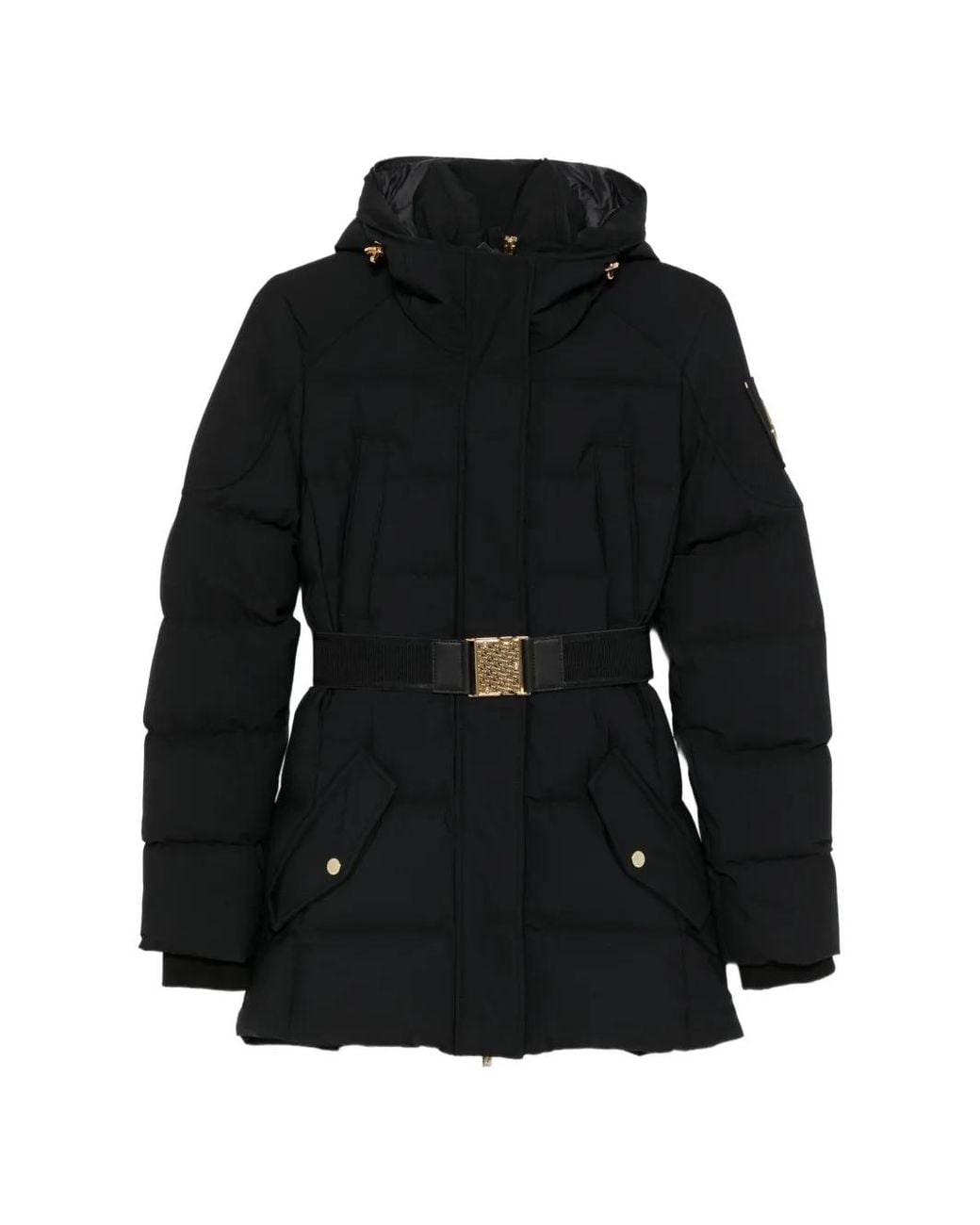 Moose Knuckles Black Belted Hooded Jacket