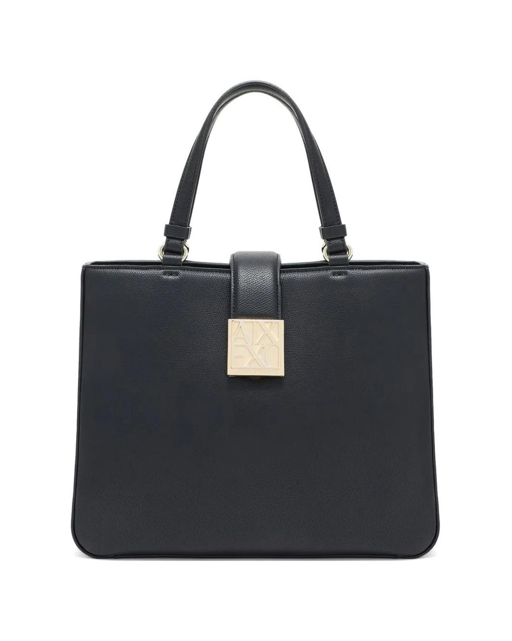 ARMANI EXCHANGE Black Logo-Plaque Tote Bag