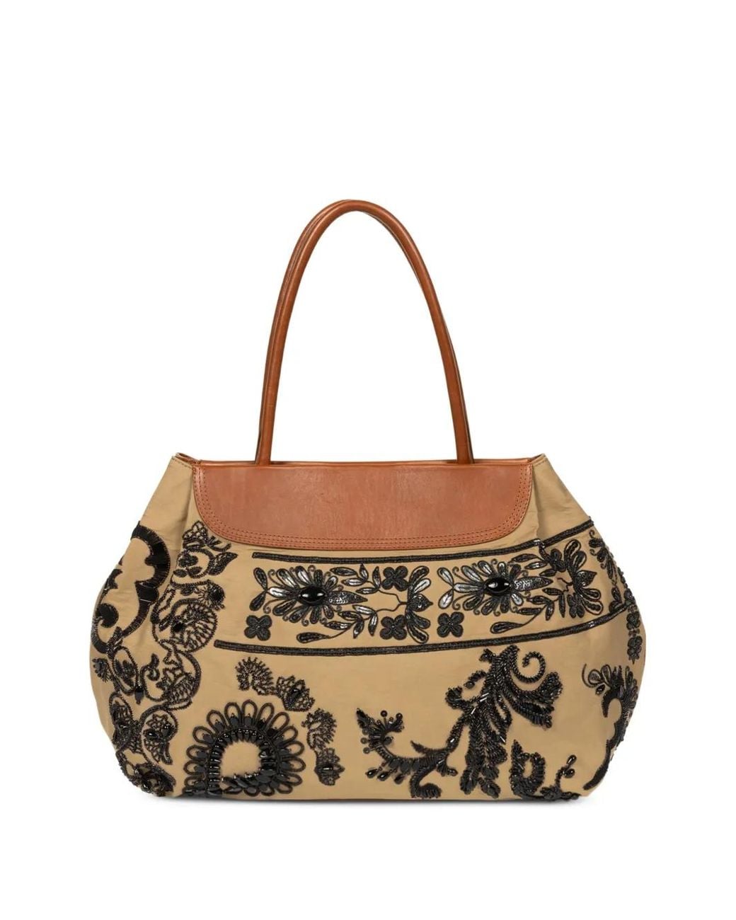 Dries Van Noten Black Embroidered Tote Bag
